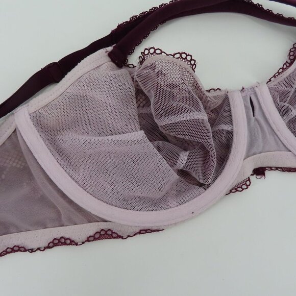 Victorias Secret 32DDD Body By Victoria Unlined Demi Underwire Purple Lace Bra - Picture 9 of 15